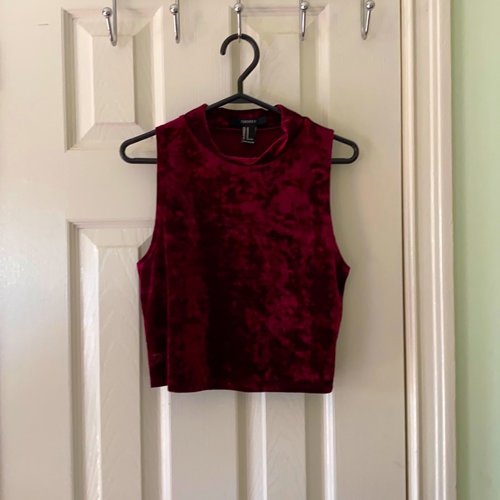 3/$20 Dark red velvet crop top